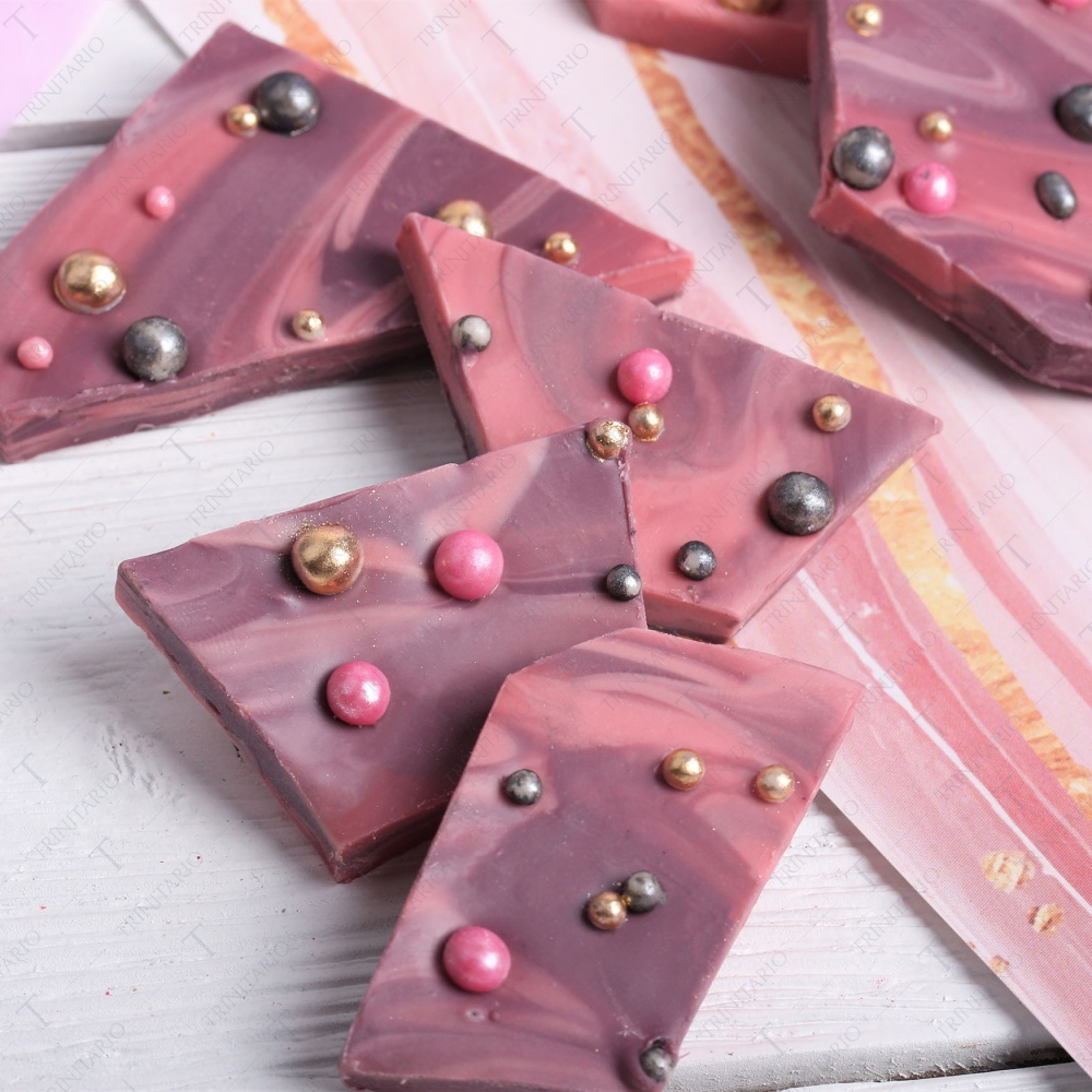 Колотый розовый шоколад Весенние узоры 150 г фото 3