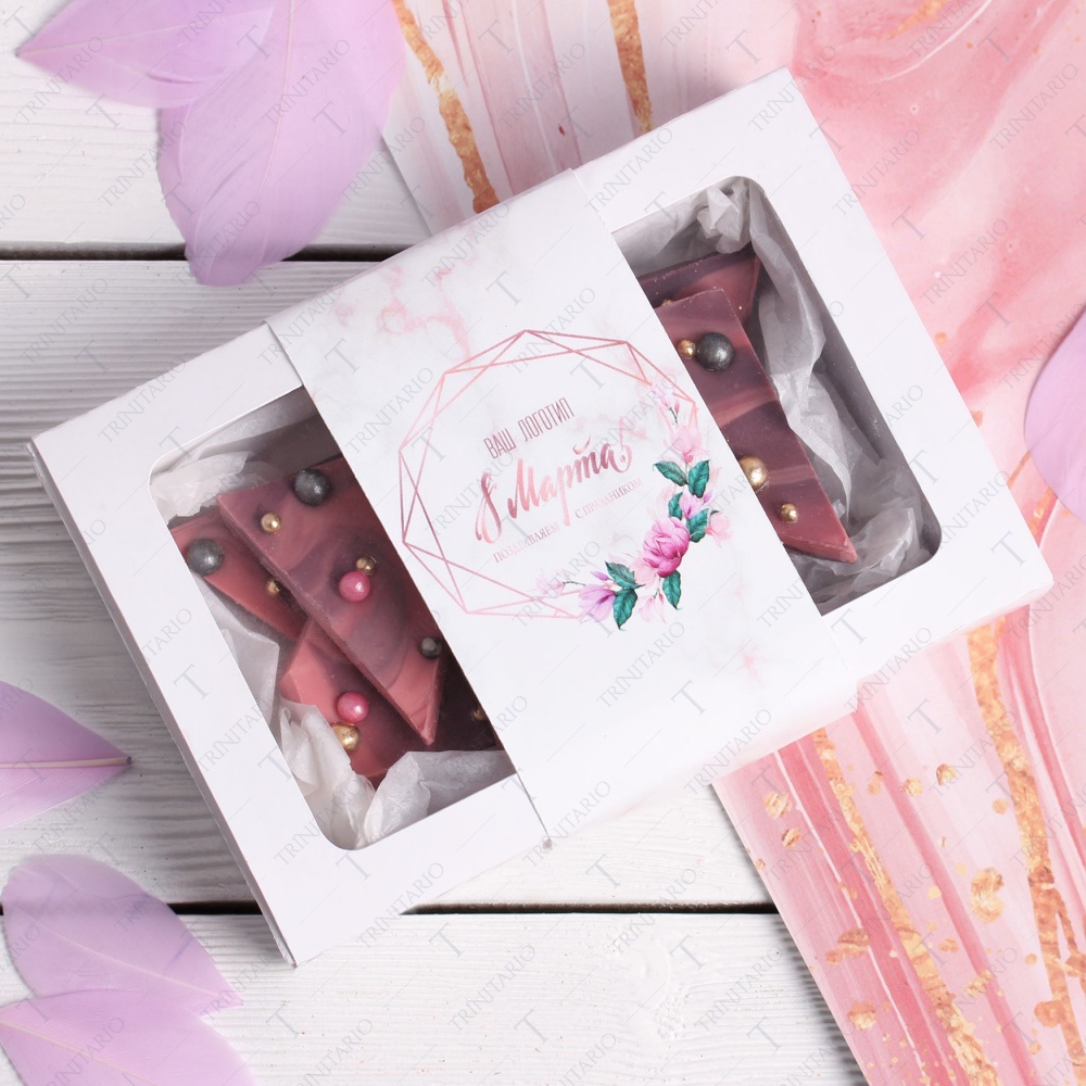 Колотый розовый шоколад Весенние узоры 150 г фото 4