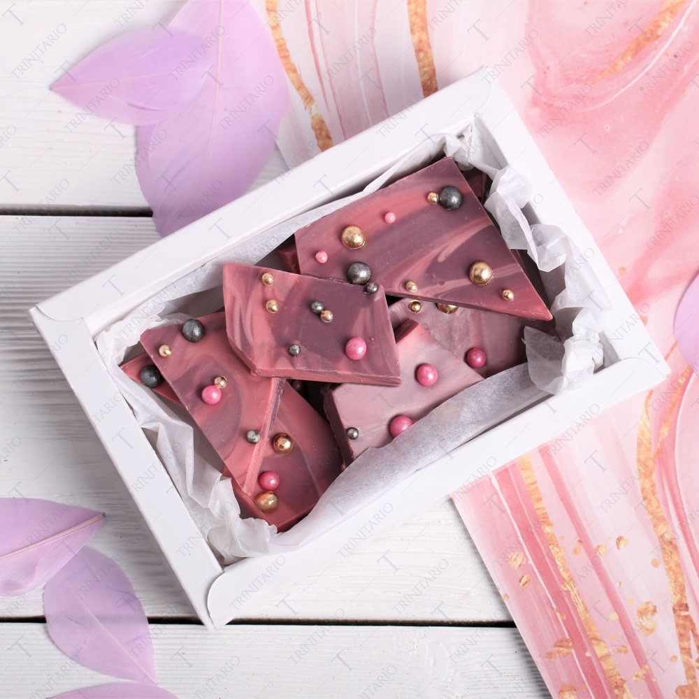 Колотый розовый шоколад Весенние узоры 150 г фото 2
