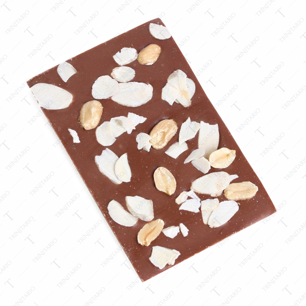 Молочный шоколад с золоченым арахисом и миндальными лепестками 75 г фото 1